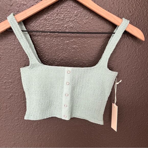 NWT Revolve x Capulet Millie Smocked Crop Top in seafoam | Size XS/P - Picture 5 of 12